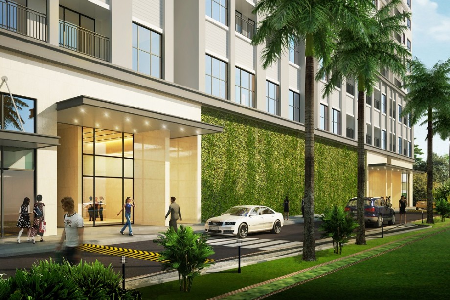 Khuôn viên xanh bao phủ xung quanh căn hộ Wilton Tower