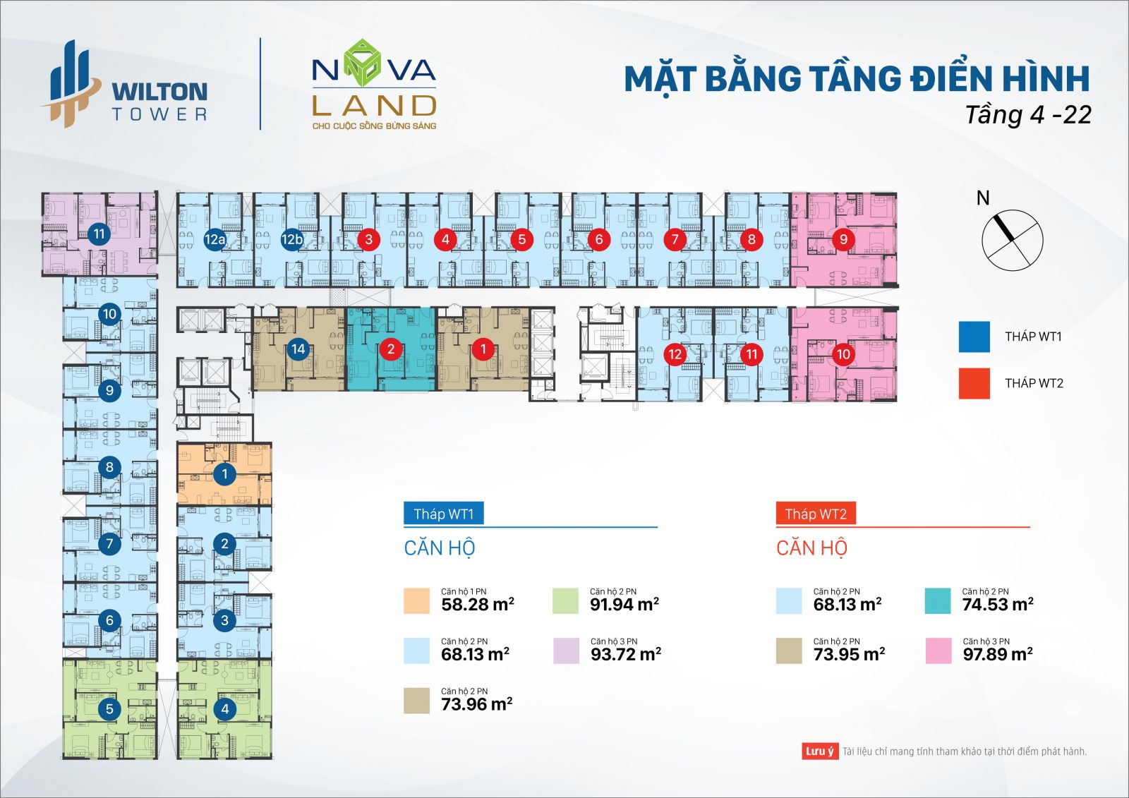 Mặt bằng tầng điển hình từ tầng 4 đến tầng 22 căn hộ Wilton Tower