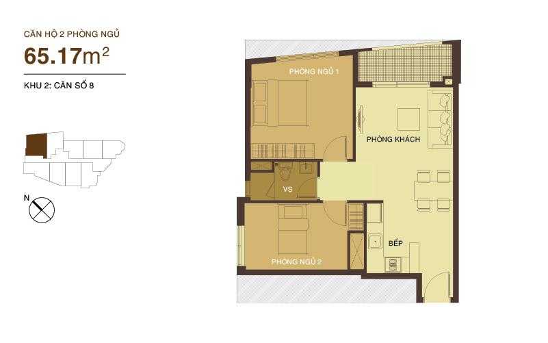 Mặt bằng căn hộ Prince Residence hai phòng ngủ